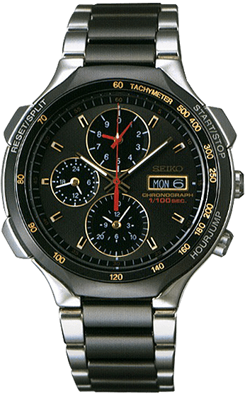 1992 The first analogue quartz chronograph to measure elapsed time in increments of 1/100th of a second