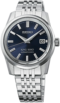 Relógio mecânico King Seiko 39 mm, mostrador azul-escuro (SPB371J1).